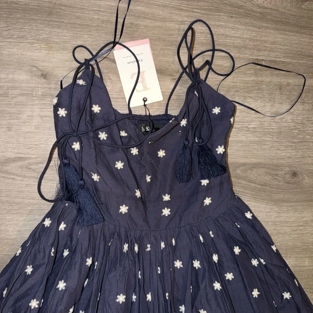 En Saison Nara Cotton Embroidered Tie-Strap Midi Dress - Picture 12 of 16